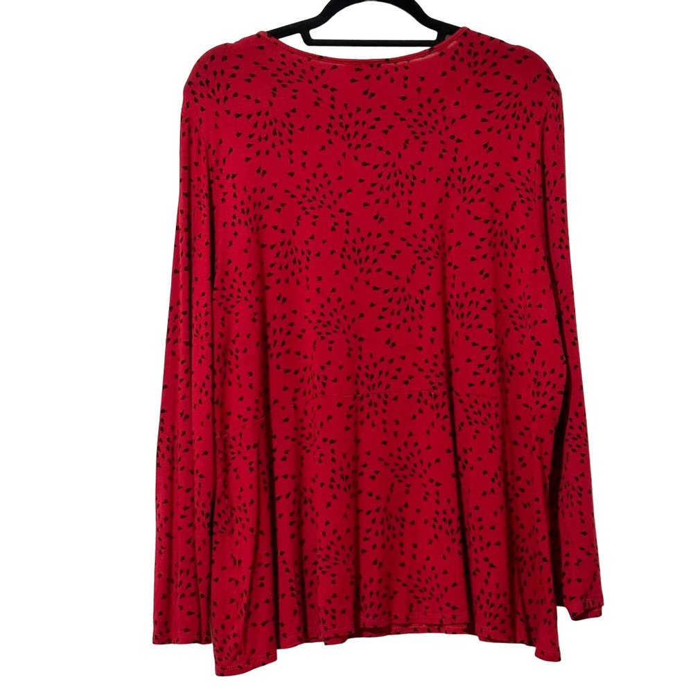 J. Jill Wearever Collection women's size XL red print long sleeve top - Picture 3 of 7